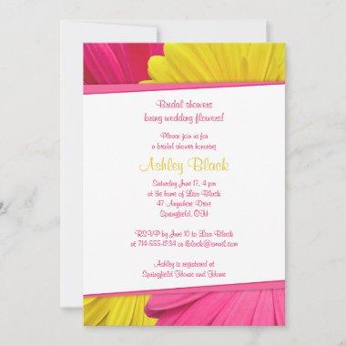 Pink Yellow Daisy Wedding Bridal Shower Invitations