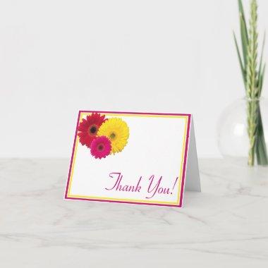 Pink Yellow Red Gerbera Daisy Thank You Invitations