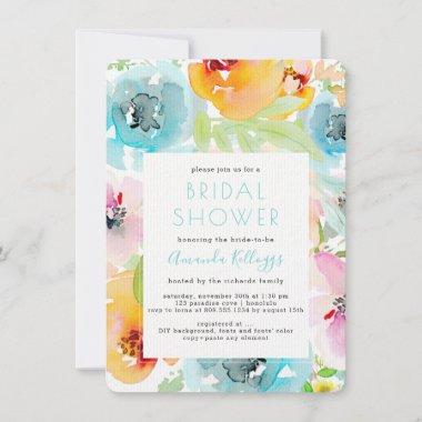 PixDezines Bridal Shower Watercolor Spring Floral Invitations