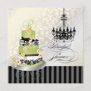 PixDezines monogram bridal, green tea cake Invitations
