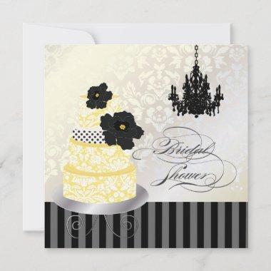 PixDezines Yellow+White Wedding Cake Bridal Shower Invitations
