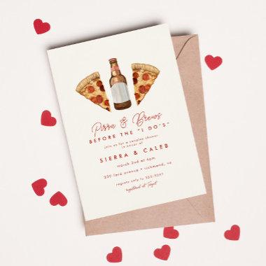 Pizza & Beer Casual Couples Wedding Bridal Shower Invitations