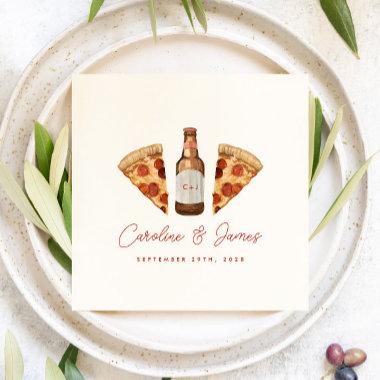 Pizza & Beer Casual Couples Wedding Bridal Shower Napkins