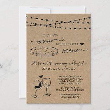 Pizza & Wine Before You're Mine Bridal Shower Invitations