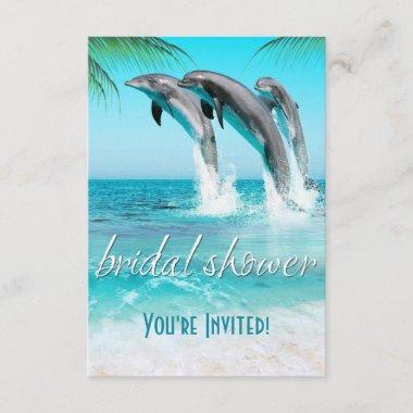 PLAYFUL DOLPHINS TROPICAL OCEAN Bridal Shower Invitations