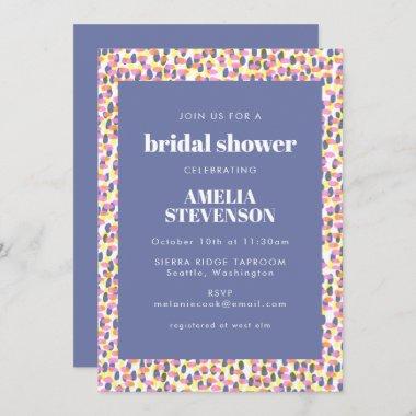Playful Purple Abstract Dot Pattern Bridal Shower Invitations