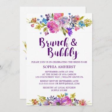 Plum Purple Brunch and Bubbly Bridal Shower Invite