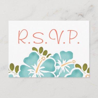 POOL AND CORAL HIBISCUS RSVP WEDDING RESPONSE Invitations