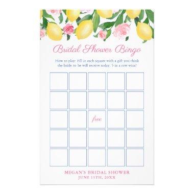 Positano Lemons Bridal Shower Bingo Game Invitations Flyer