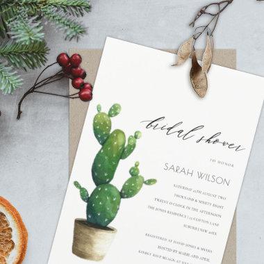 Potted Cactus Green Foliage Bridal Shower Invite