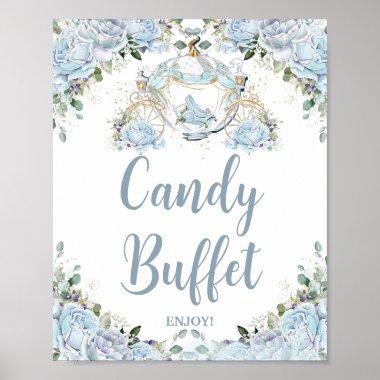 Powder Blue Roses Princess Carriage Candy Buffet Poster