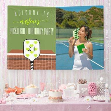 Preppy Pickleball Paddle Photo Dink Birthday Party Banner