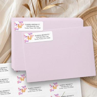 Pretty Butterfly Coral Gold Return Address Label