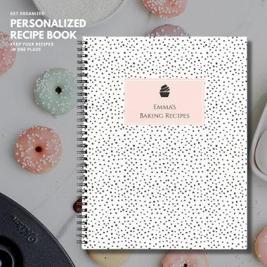 Pretty Polka Dot Blush Pink Baking Cupcake Recipe Notebook