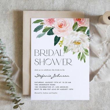 Pretty Watercolor Flowers Garden Bridal Shower Invitations
