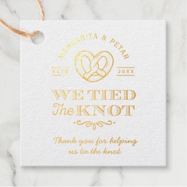 Pretzel We Tied The Knot Wedding Foil Favor Tags