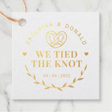 Pretzel We Tied The Knot Wedding Foil Favor Tags
