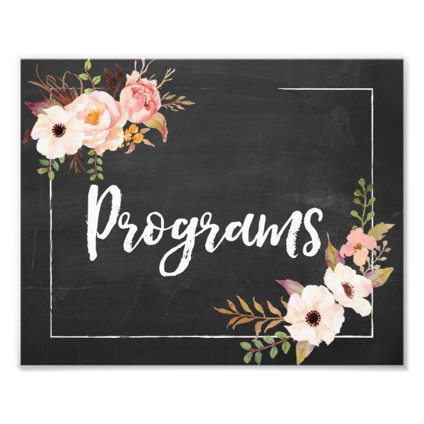 Programs Rustic Chalkboard Floral Wedding Sign