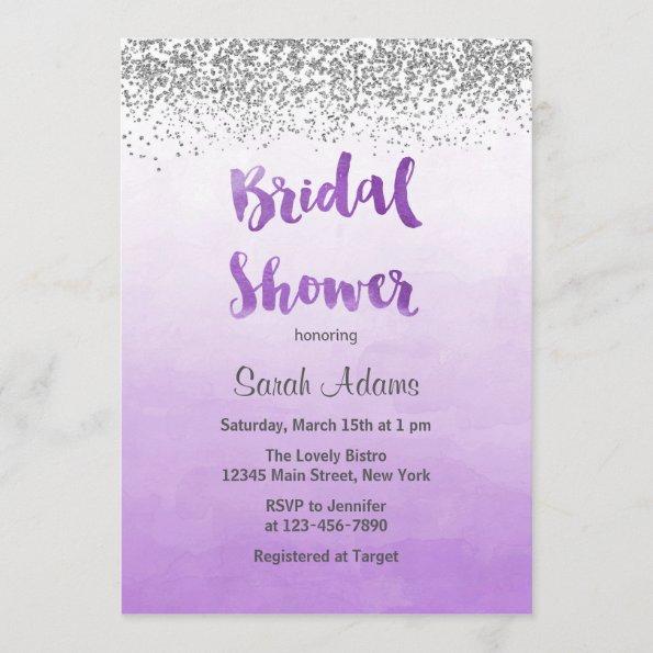 Purple and Silver Bridal Shower Invitations