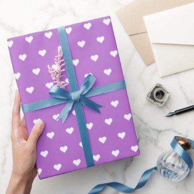 Purple and White Hearts | Custom Wrapping Paper