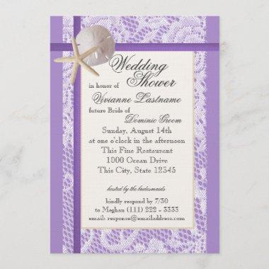 Purple Beach Bridal Shower Invitations