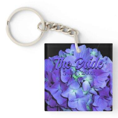 Purple blue Hydrangeas purple flowers, the Bride Keychain