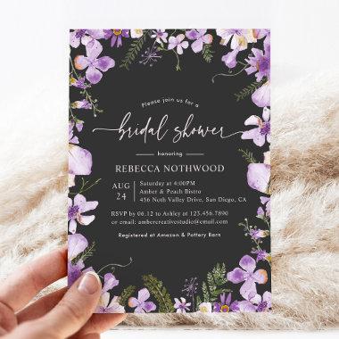 Purple Botanical Garden Bridal Shower Invitations