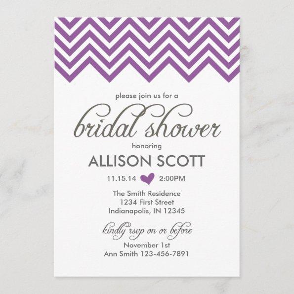 Purple Chevron Bridal Shower Invitations