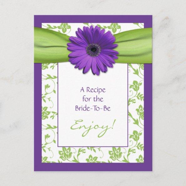 Purple Daisy Green Floral Bridal Shower Recipe PostInvitations