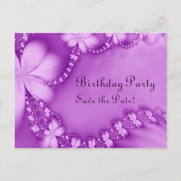 Purple Floral Jewel, Birthday Party Announcement PostInvitations