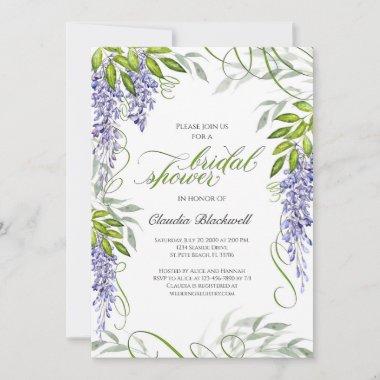 Purple Floral Regency Bridal Shower Invitations