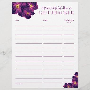 Purple Flowers Gift Tracker Log-Double Sided