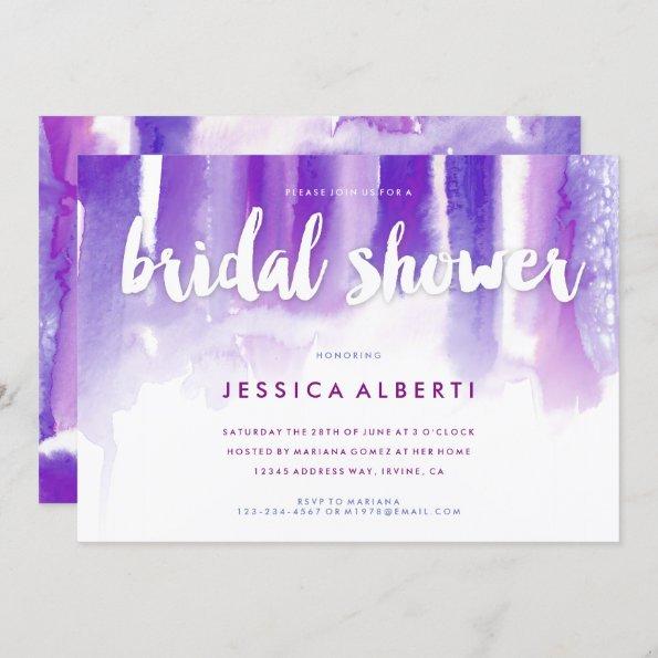 Purple Fuchsia Watercolor Bridal Shower Invitations