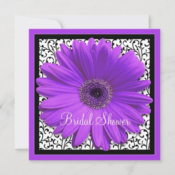 Purple Gerbera Daisy Bridal Shower Invitations