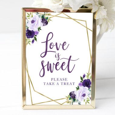 Purple Gold Floral Love Is Sweet Sign