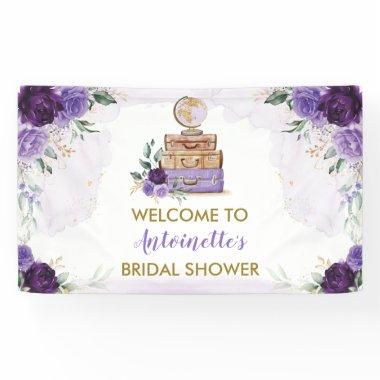 Purple Gold Flower Travel Bridal Shower Welcome Banner