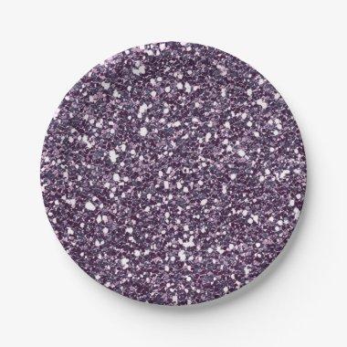 Purple Grey Sparkle Glitter Glam Custom Party Paper Plates