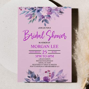 Purple Lilac Lavender Violet Plum Bridal Shower Invitations