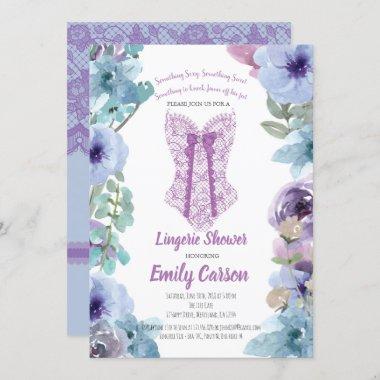 Purple lingerie shower. Elegant bridal party Invitations
