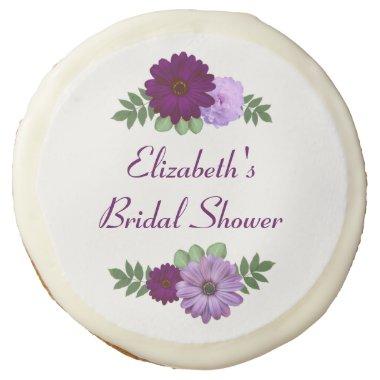 Purple Peony Floral Bridal Shower Sugar Cookie
