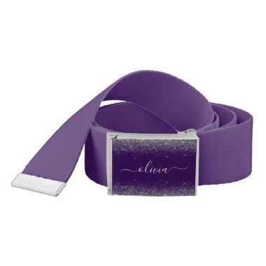 Purple Silver Glitter Girly Glam Monogram Belt