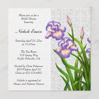 Purple Spring Iris Flowers Bridal Shower Invite