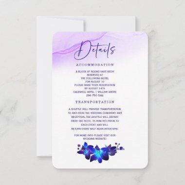 Purple Turquoise Orchid Wedding Details Invitations
