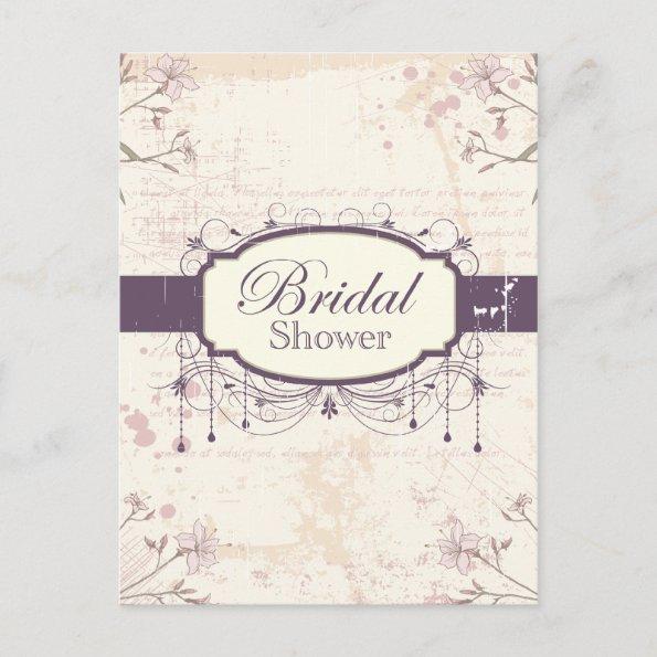 Purple vintage floral bridal shower Invitations