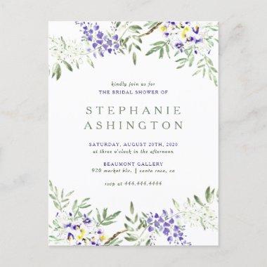 Purple Watercolor Wisteria Bridal Shower Invitation PostInvitations