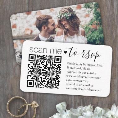 QR Code RSVP Wedding Website Simple Photo Response Enclosure Invitations