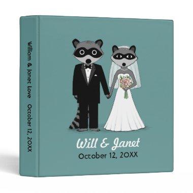 Raccoons Wedding - Bride and Groom w/ Custom Text Binder