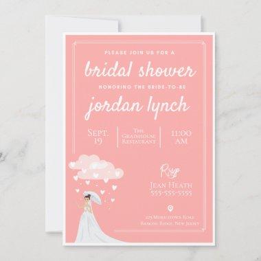 Raining Hearts Bridal Shower Invitations