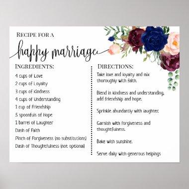 Recipe for a happy marriage sign newlyweds gift