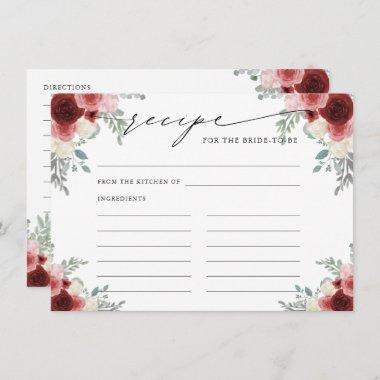 Recipe for The Bride To Be Red Wine Floral Enclosure Invitations